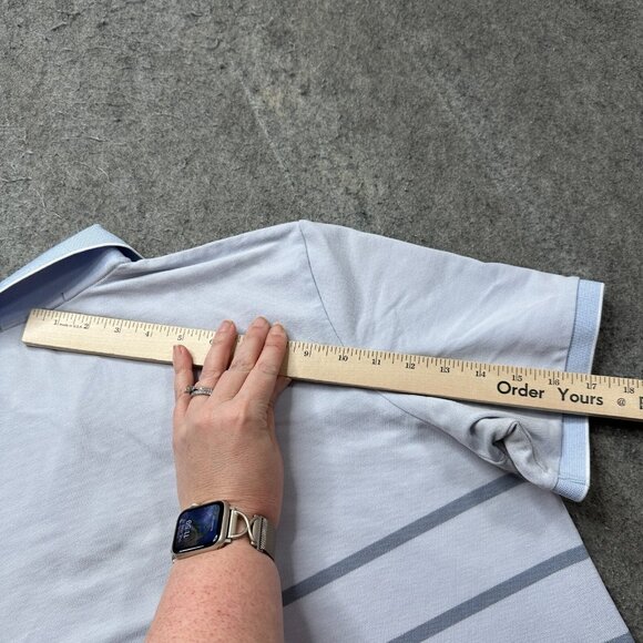 Greyson Polo Shirt Men L Blue Striped Golf Performance Stretch - Picture 12 of 13